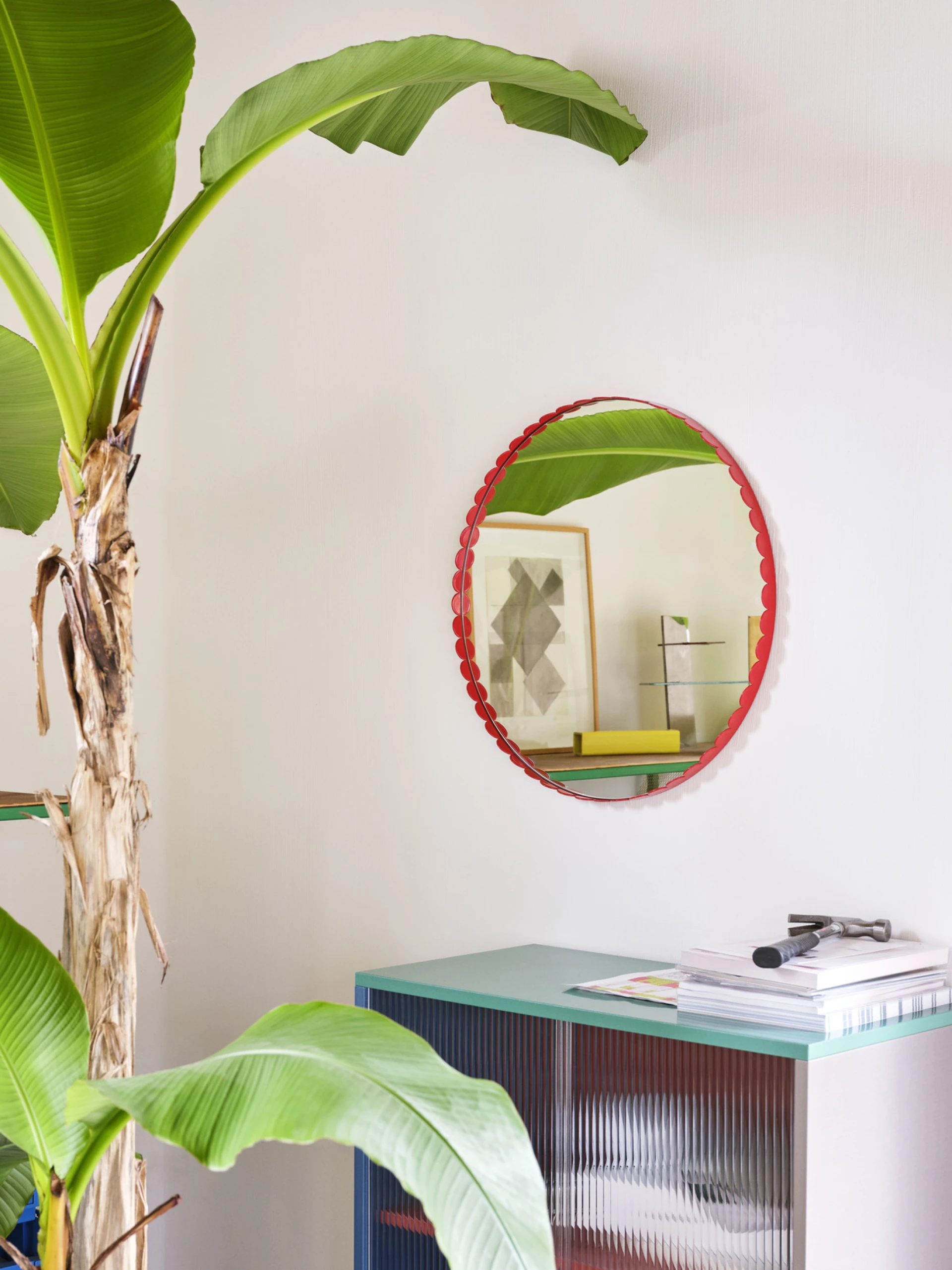 Arcs Mirror Round Red