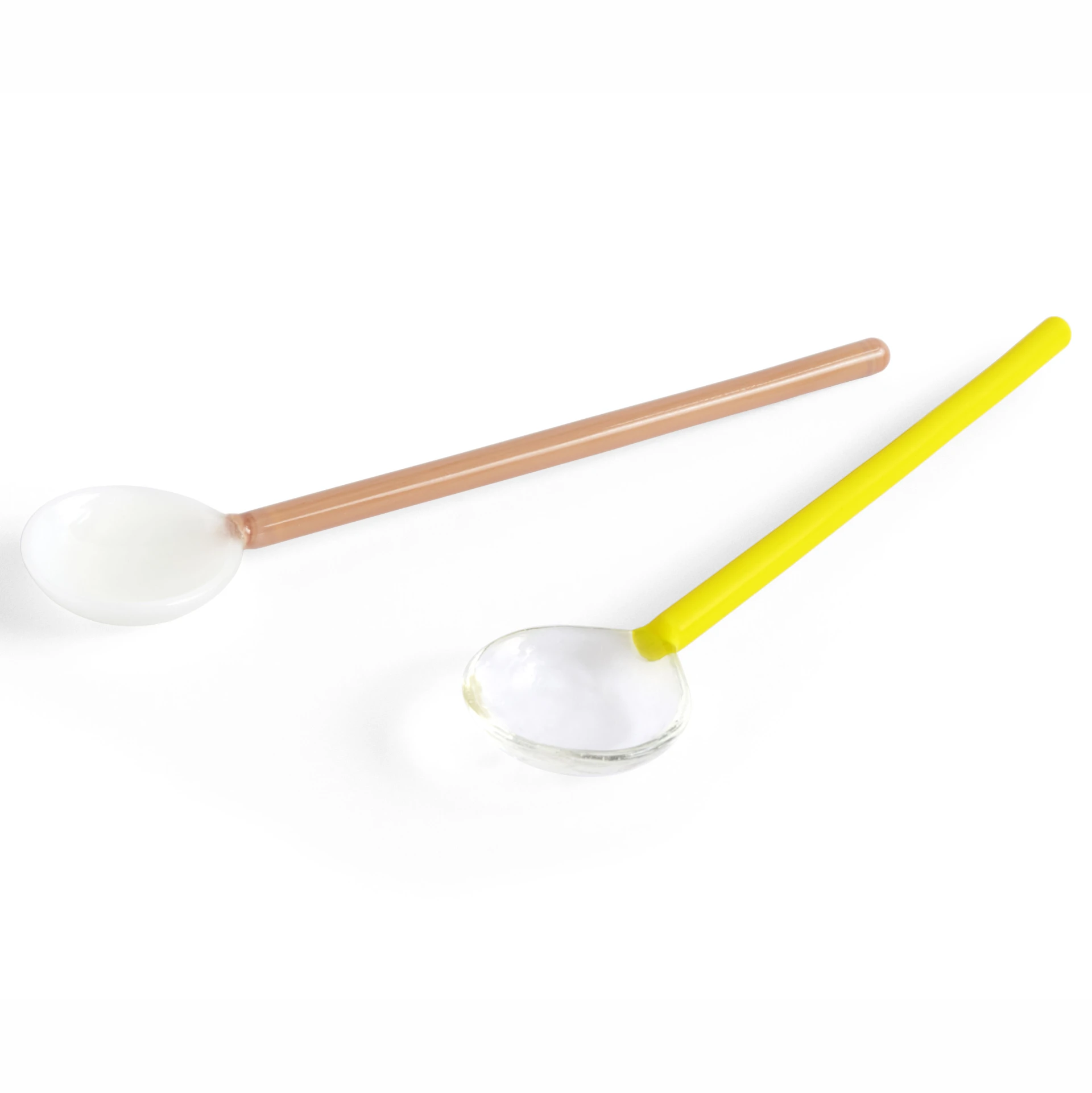 Glass Spoons Round Set of 2 Bright yellow and brown