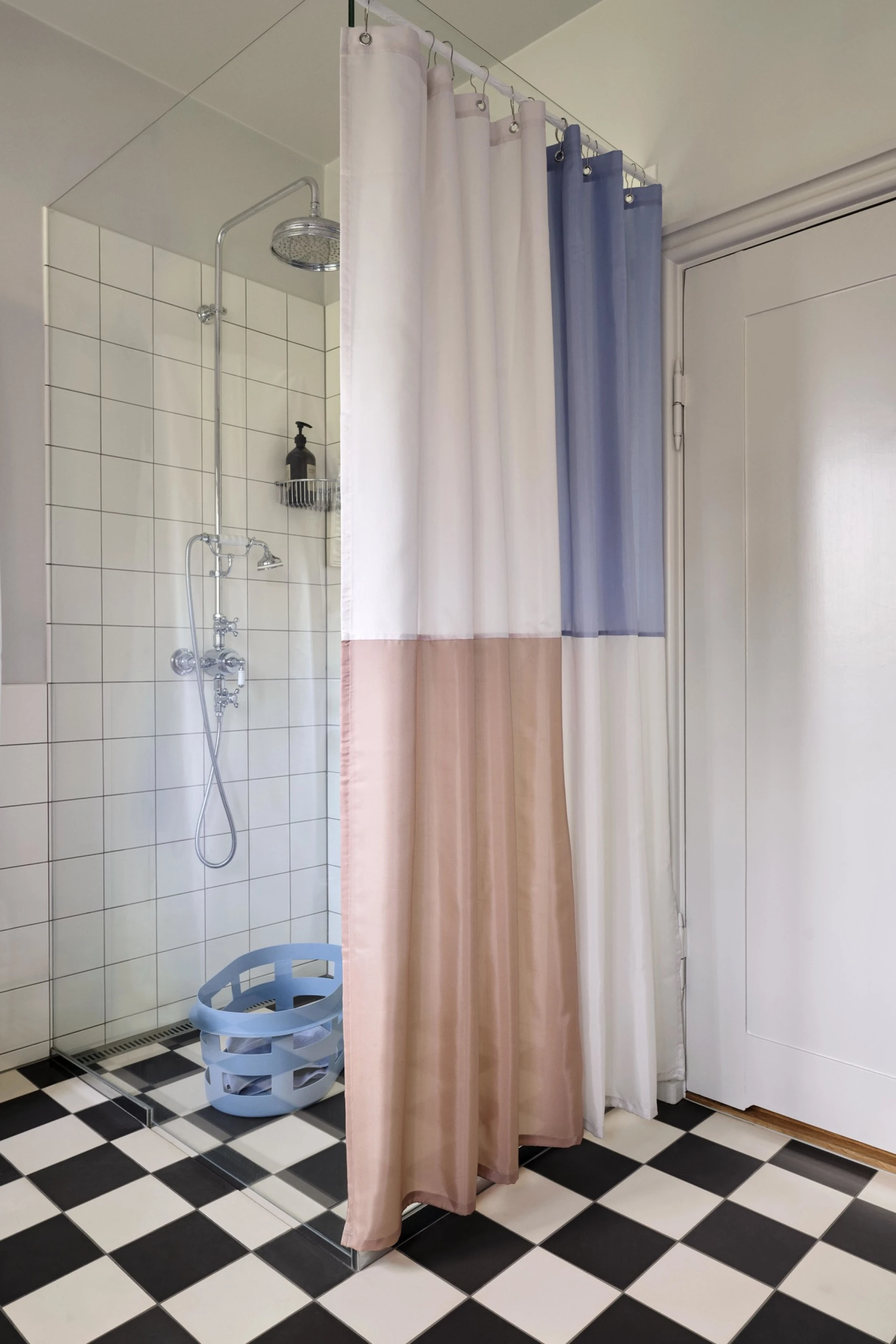 Check Shower Curtain Blue