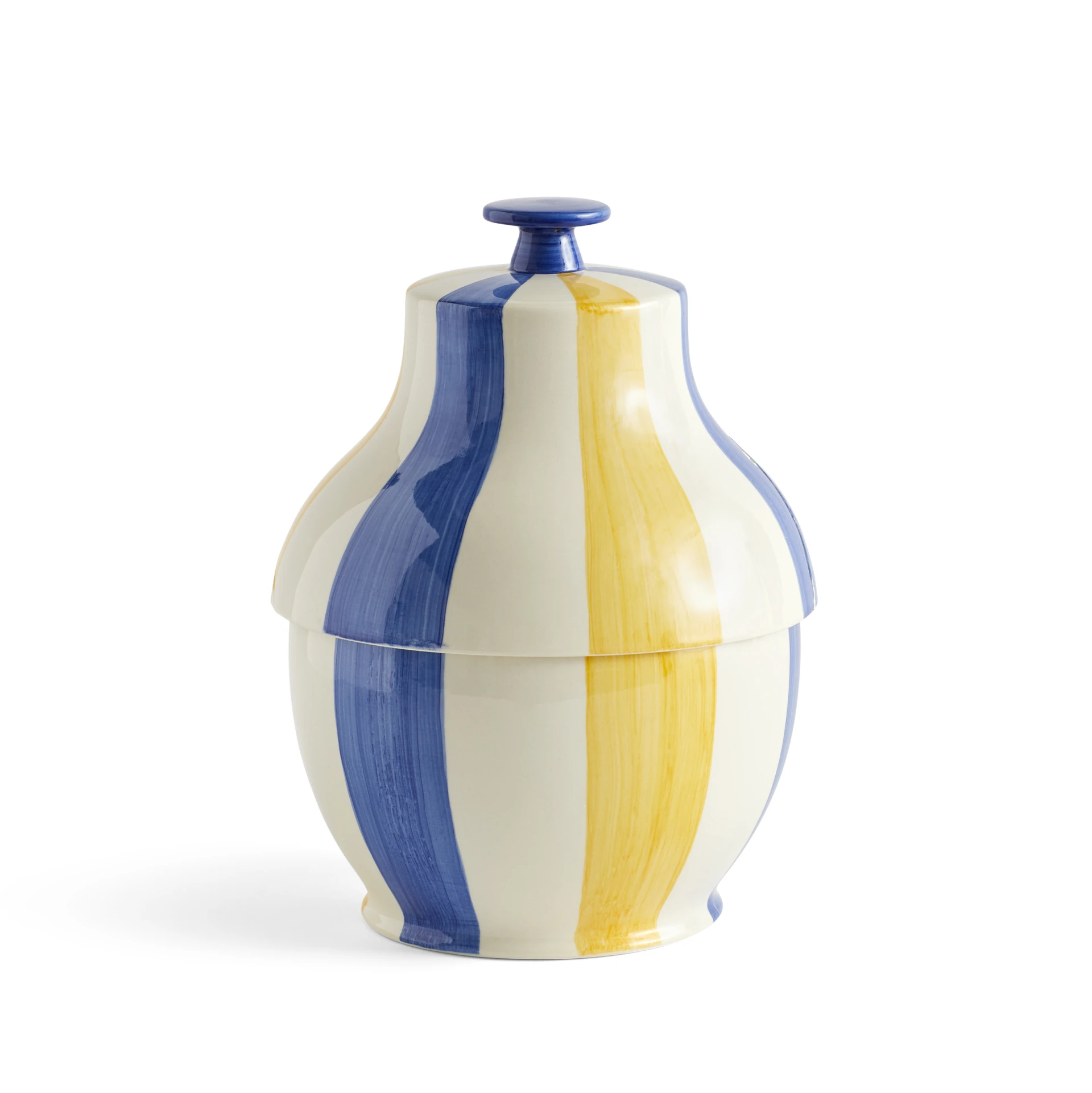 Sobremesa Stripe Cookie Jar Blue and yellow