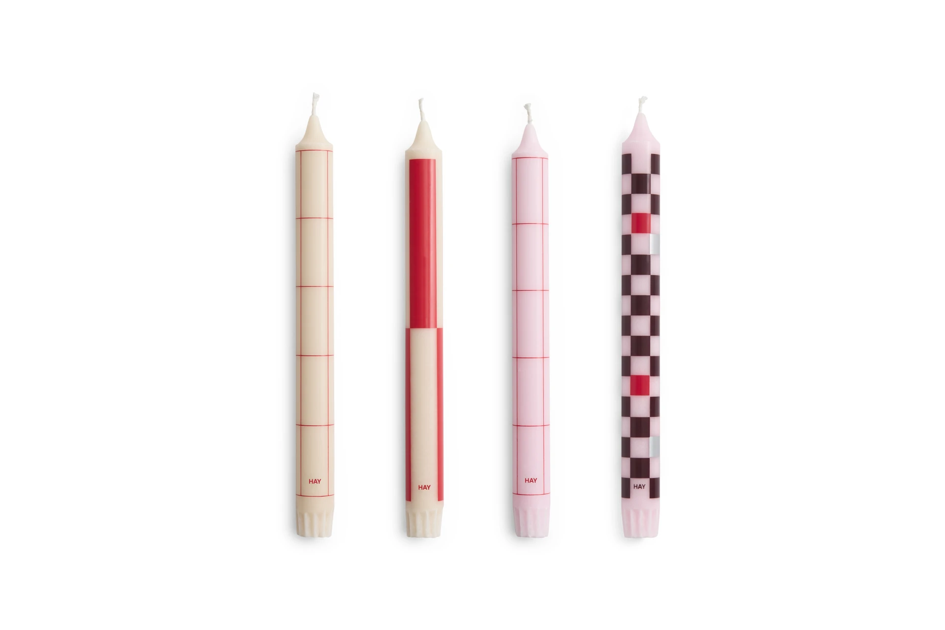Pattern Candle Reds and bordeaux, Set of 4