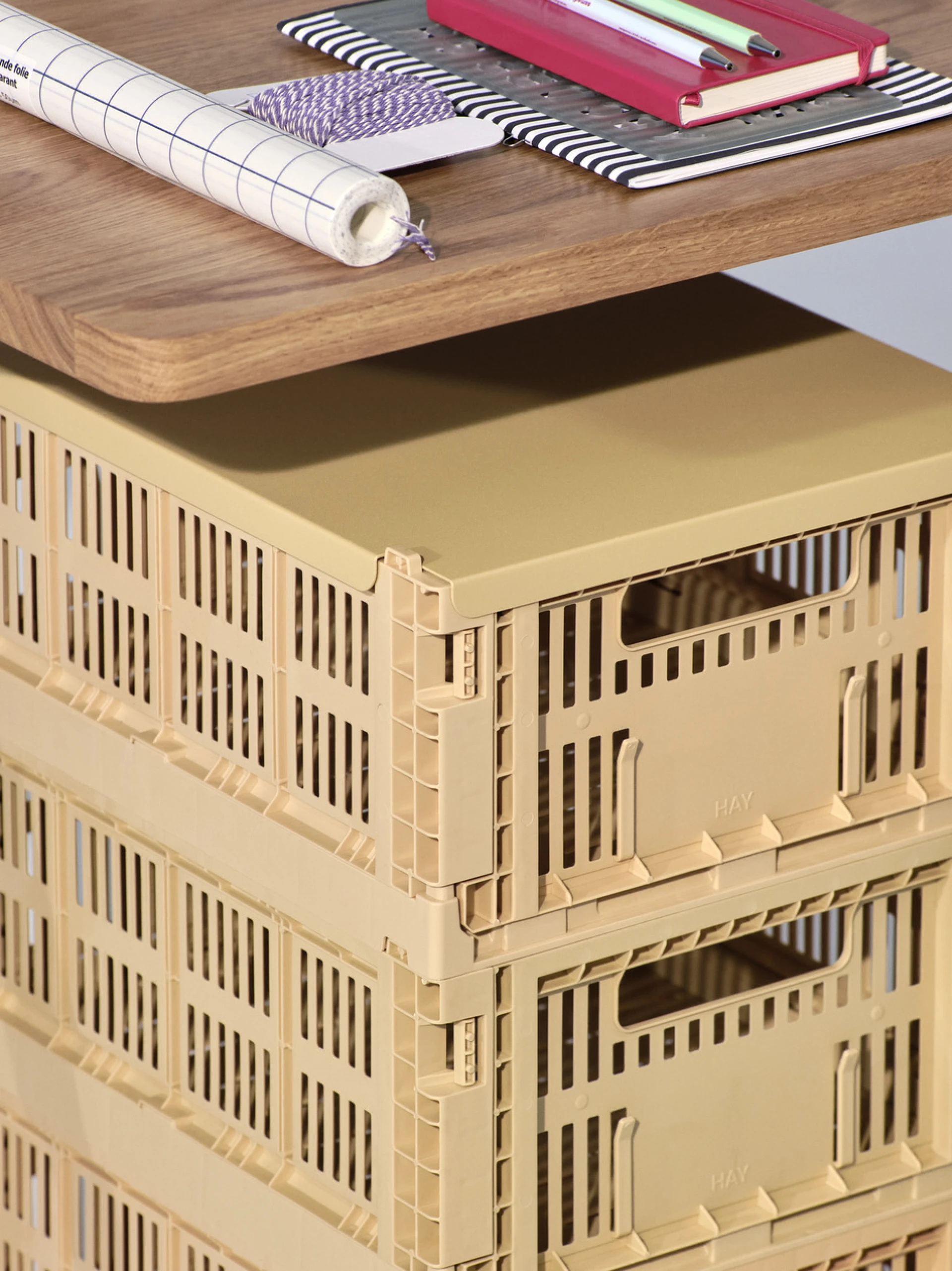 HAY Colour Crate Lid Metal Medium Golden yellow