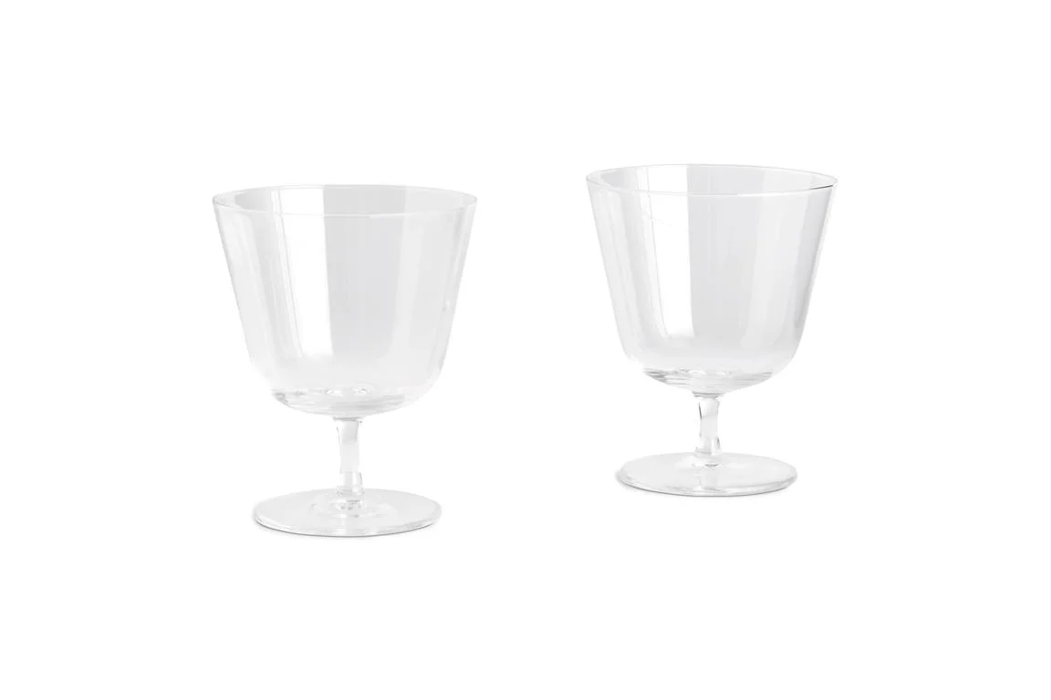 Curve Stem Glass Set of 2 Small Clear