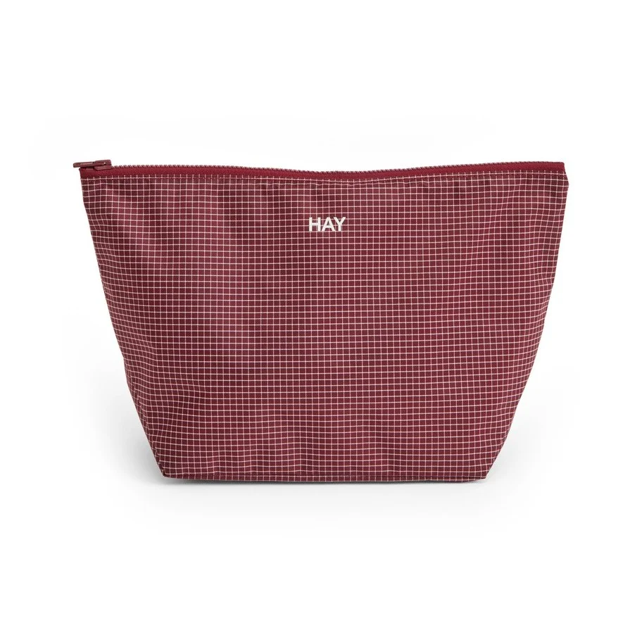 Grid Pouch Medium Burgundy