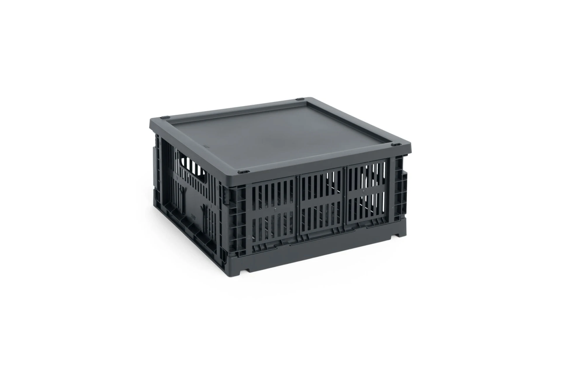 HAY Colour Crate Lid Plastic Medium Square/Cube Charcoal