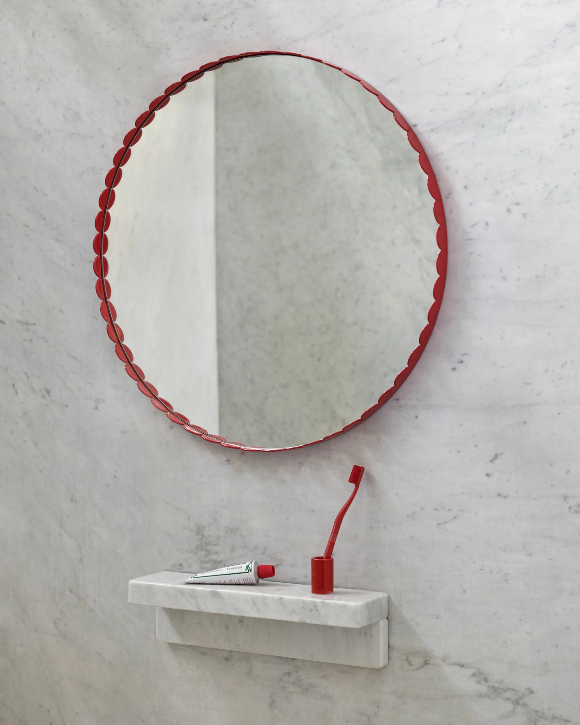 Arcs Mirror Round Red