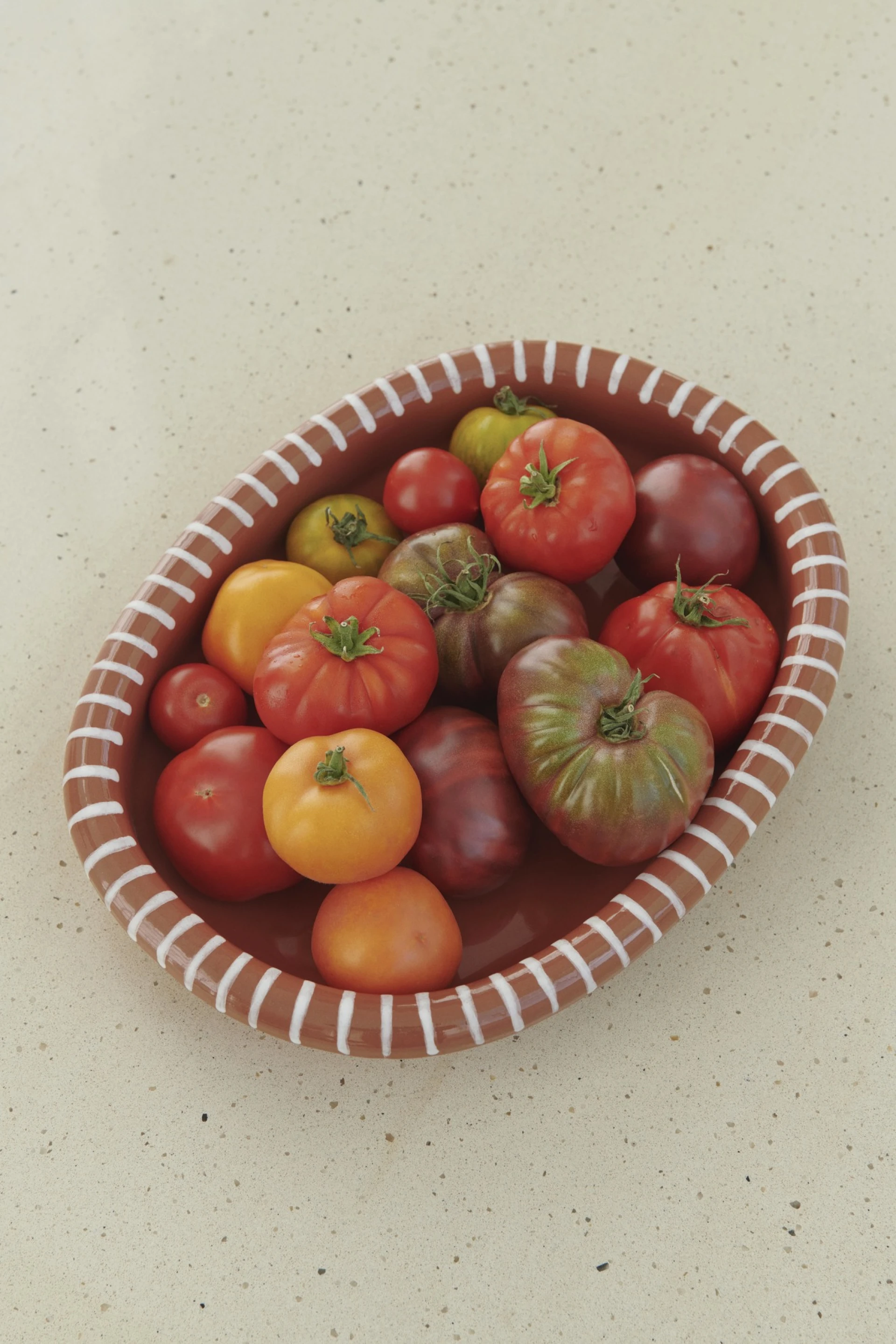 Barro Oval Dish Large Natural with stripes