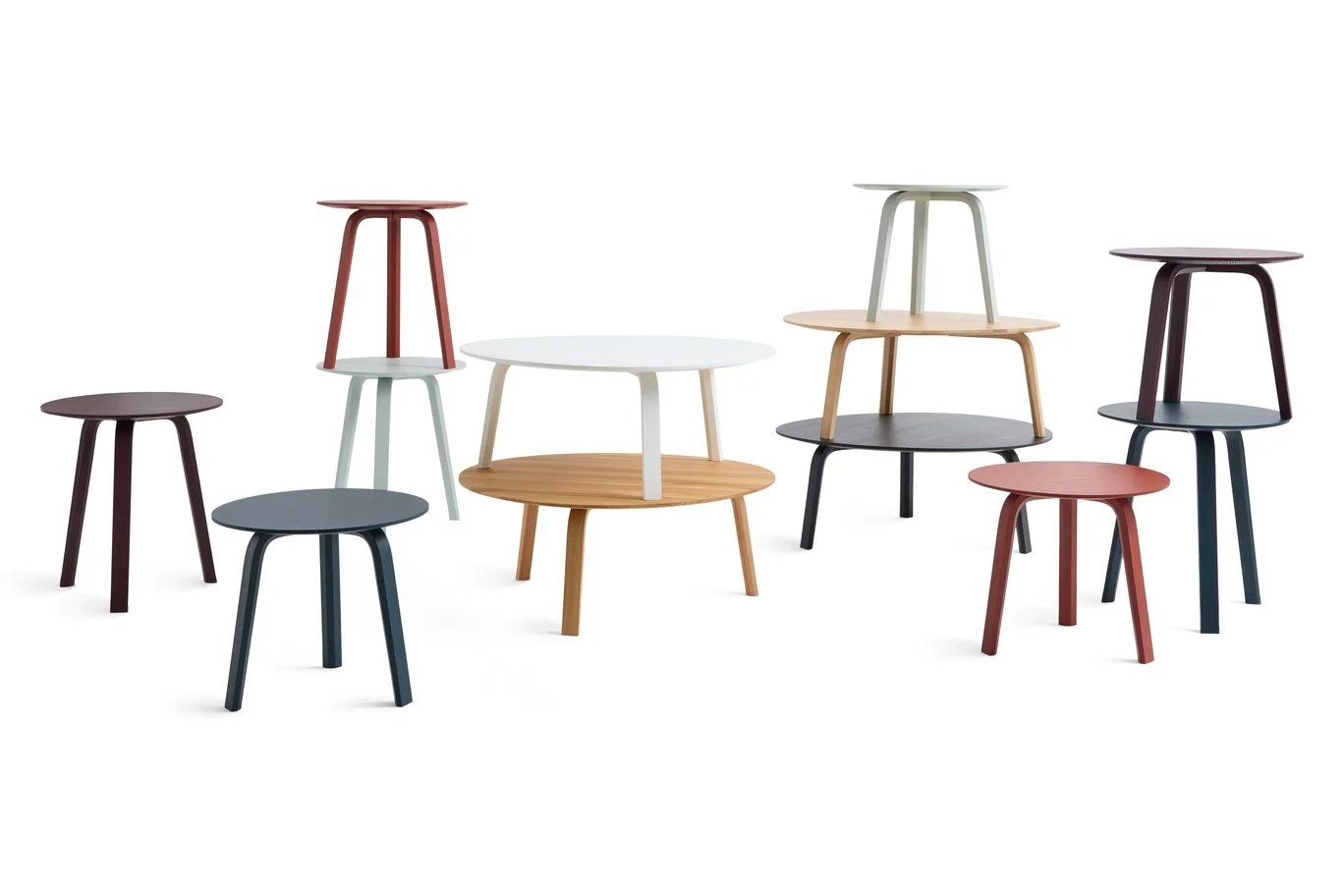 Bella Coffee Table D45 x H49 Dark bordeaux water-based lacquered solid oak