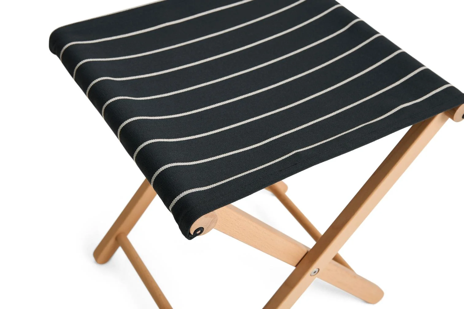 Outdoor Market Folding Stool Black beige stripe