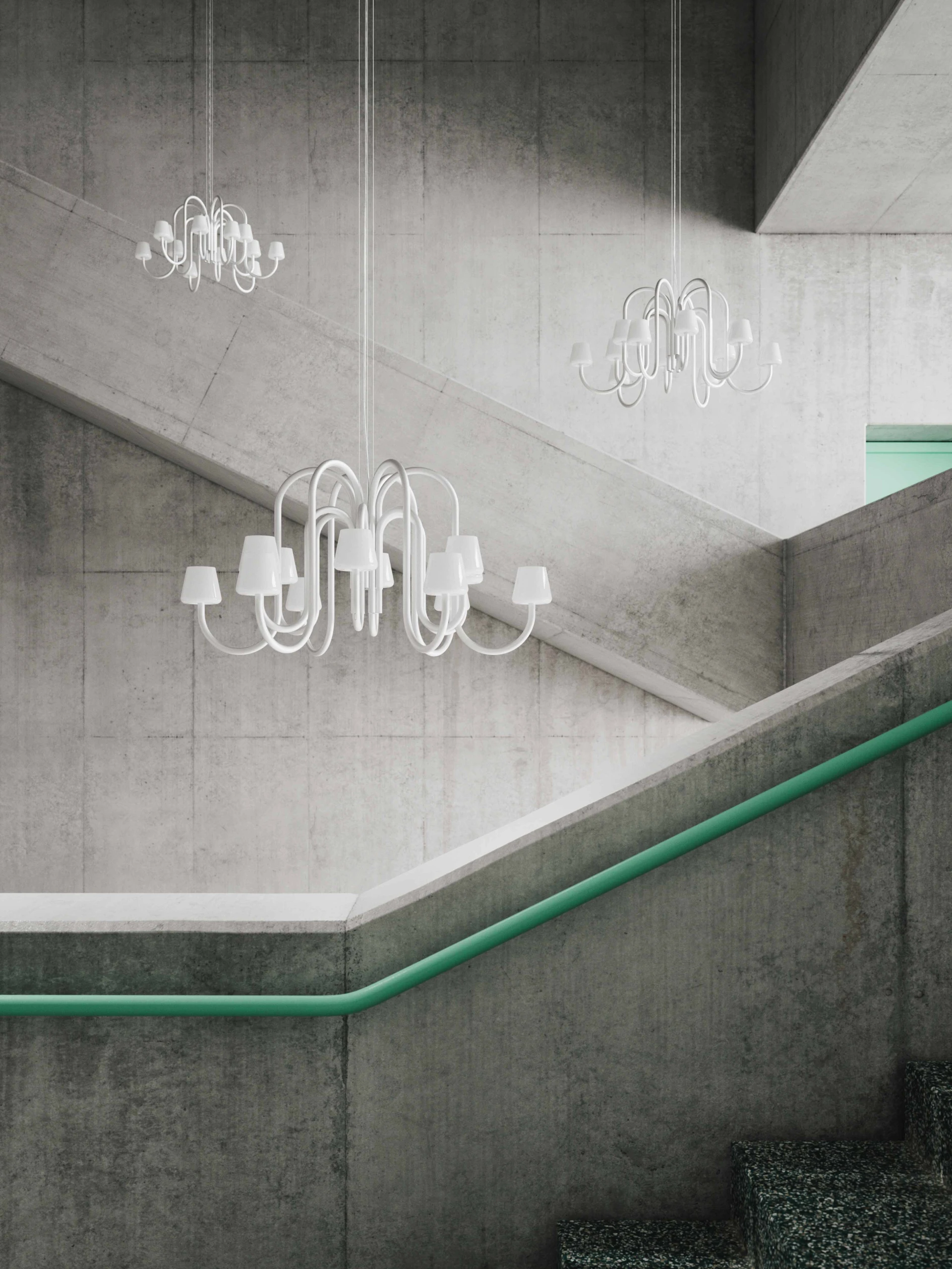 Apollo Chandelier 1065 White opal glass