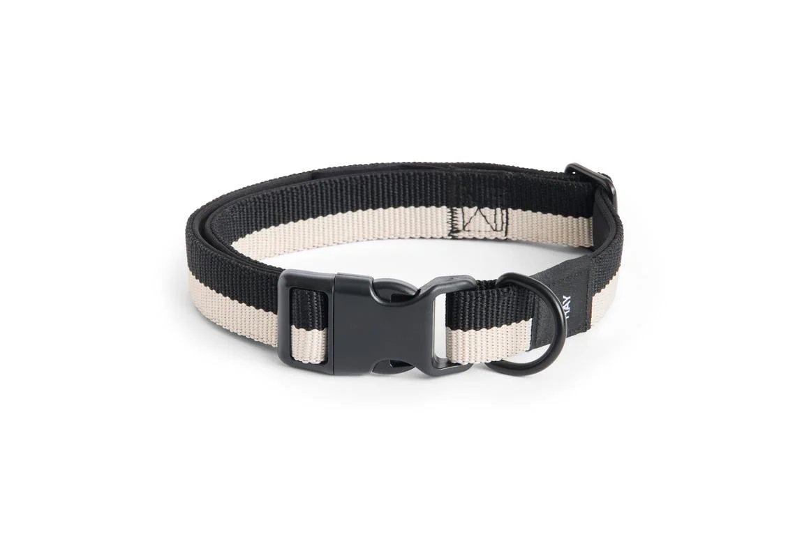 HAY Dogs Collar Flat M/L Black, white