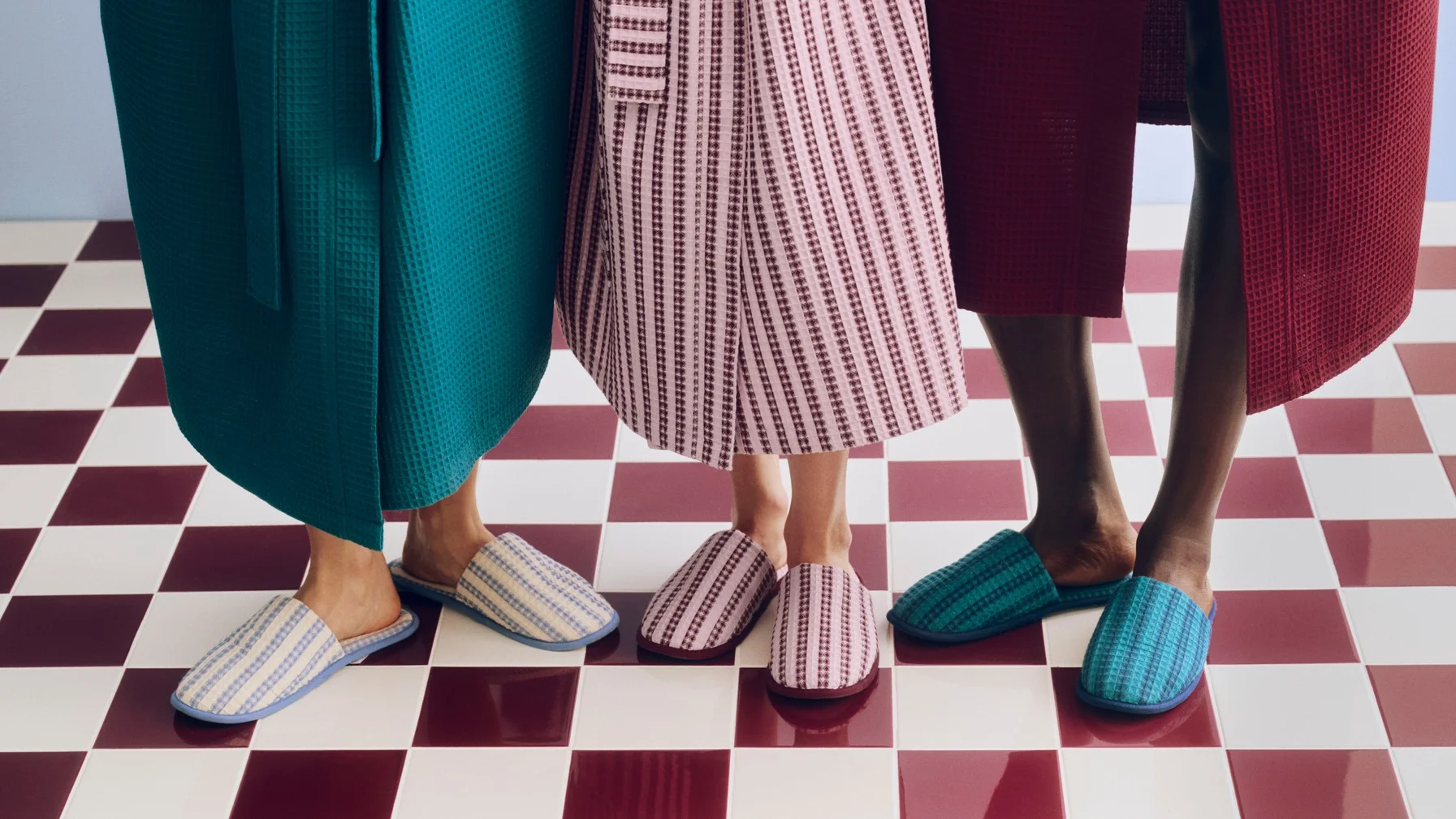 Waffle Slippers Stripe cool pink