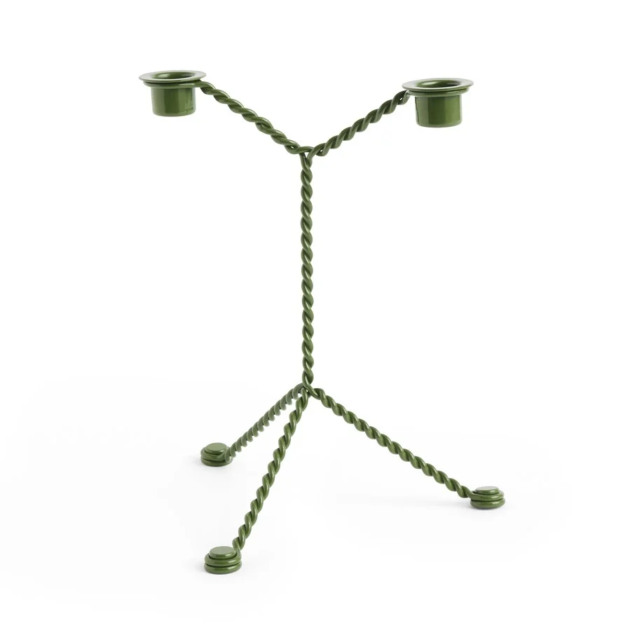 Wire Candleholder Green