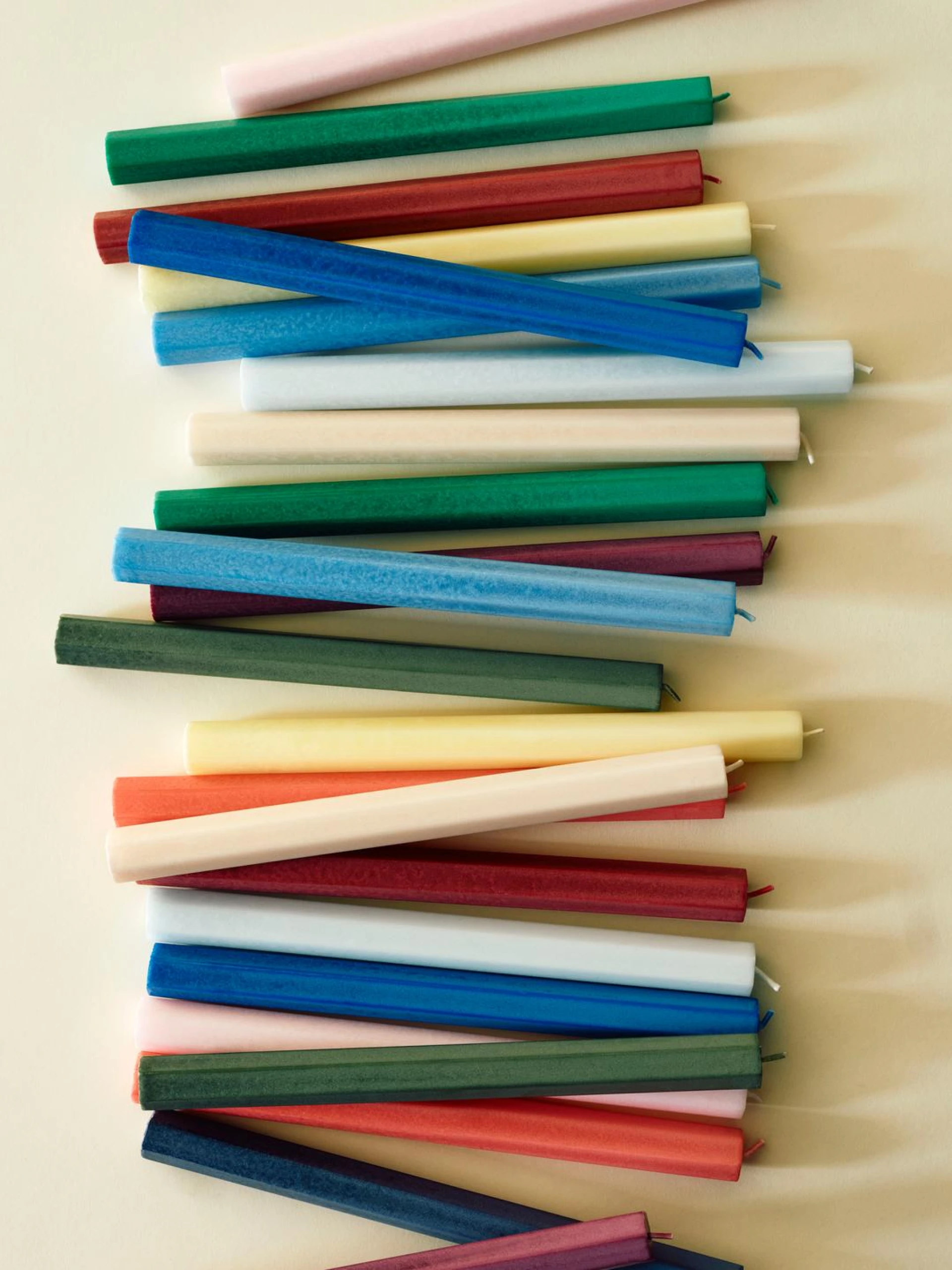 Hexagon Candle Greens and whites, Set of 4