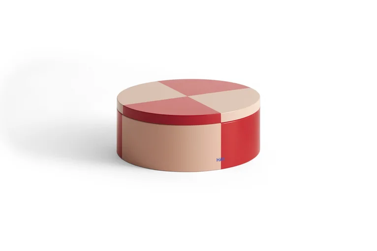 Tin Container Round Red and soft pink