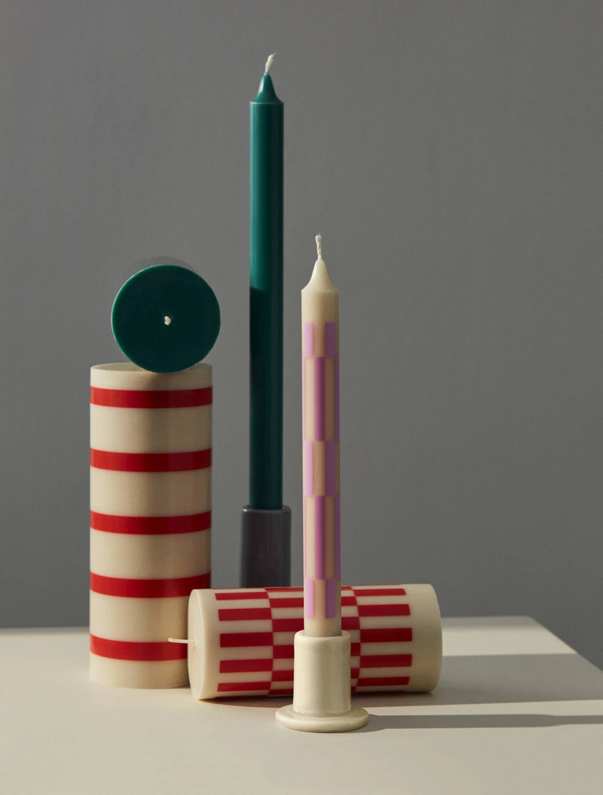 Column Candle Small Green and brown