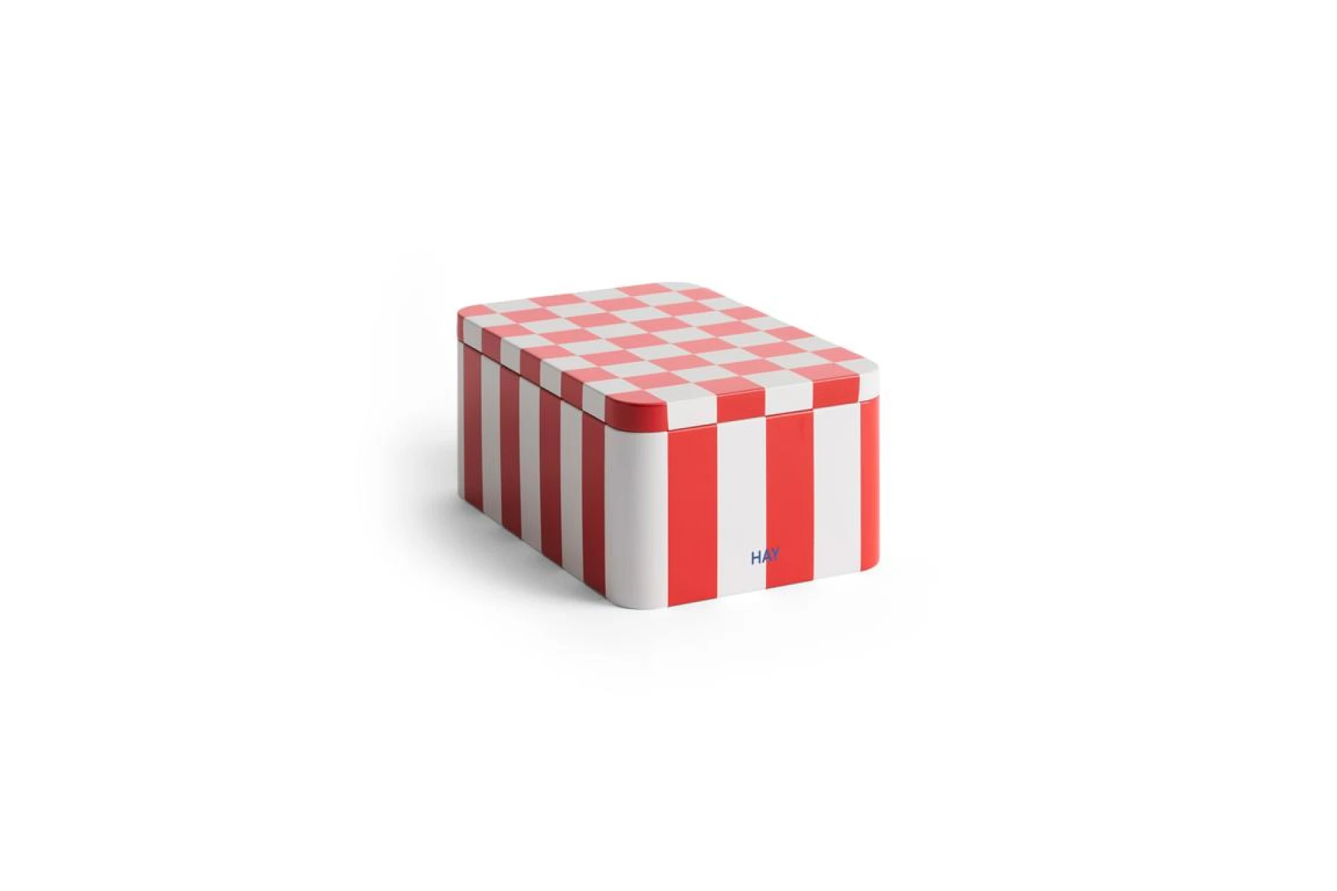 Tin Container Small Red and off-white