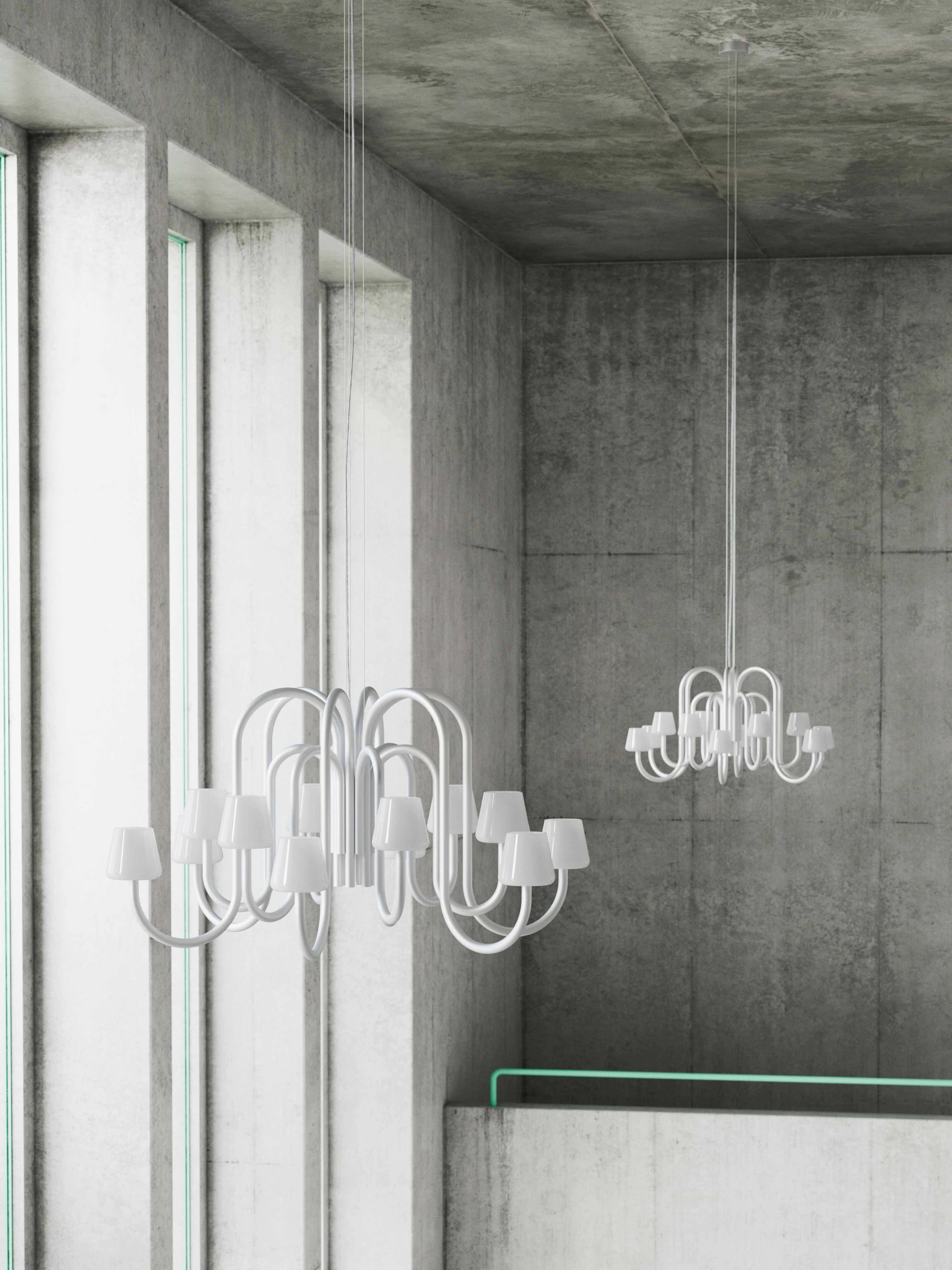 Apollo Chandelier 1065 White opal glass